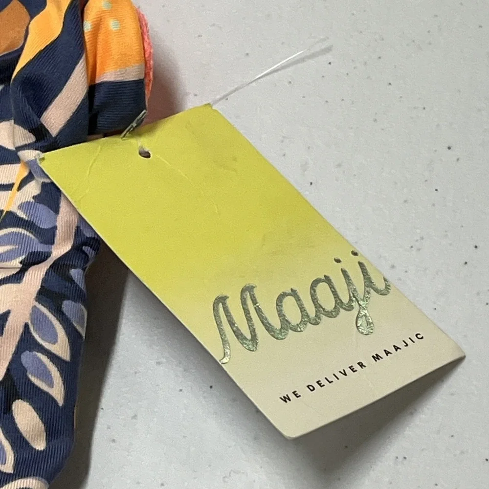 Maaji Swimsuit Reversible One Piece Pink Textured Blue Coral Ocean Print L Beach
